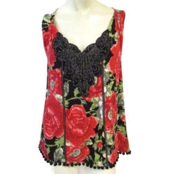 Anthropologie Meadow Rue Rose Print Top XS Small - Picture 1 of 4